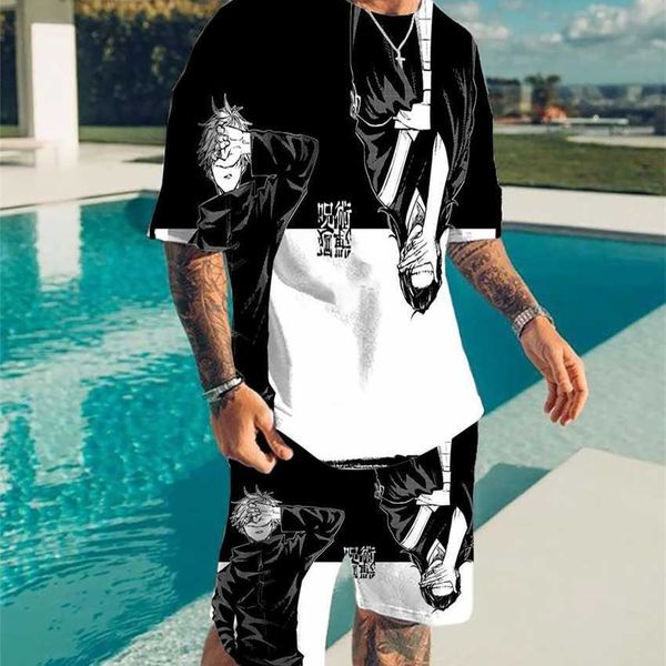 men's fashion casual beach pants 3d digital print t-shirt shorts set new summer oversized, White;black
men's fashion casual beach pants 3d digital print t-shirt shorts set new summer oversized, White;black