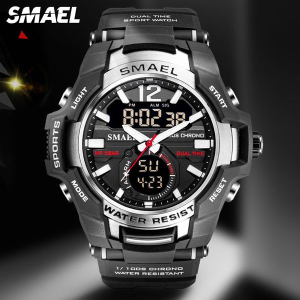 wristwatches smael dual time army sport watch for men luminous waterproof quart digital wristwatch alarm clock led backlight calendar 1805 2, Slivery;brown
wristwatches smael dual time army sport watch for men luminous waterproof quart digital wristwatch alarm clock led backlight calendar 1805 2, Slivery;brown
