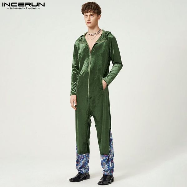 men's pants incerun jumpsuits print velour patchwork zipper hooded loose casual rompers streetwear v neck long sleeve overalls s 5xl 23, Black
men's pants incerun jumpsuits print velour patchwork zipper hooded loose casual rompers streetwear v neck long sleeve overalls s 5xl 23, Black