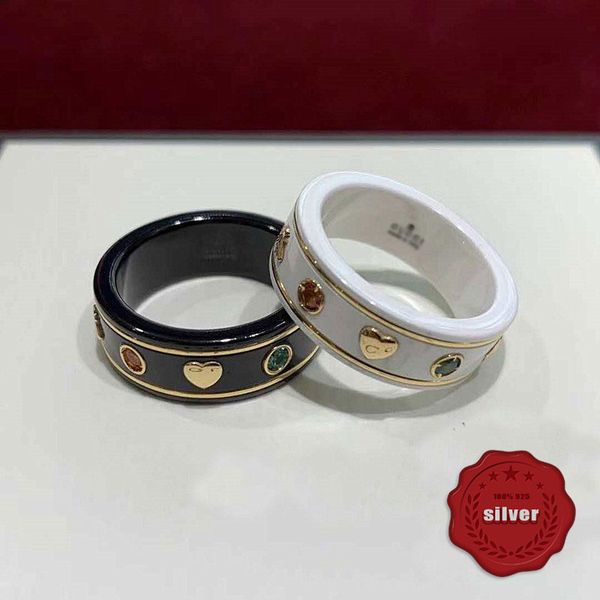 side bee crystal white ceramic ring couple romantic heart-shaped ring sweet jewelry black ceramic ring, Silver
side bee crystal white ceramic ring couple romantic heart-shaped ring sweet jewelry black ceramic ring, Silver