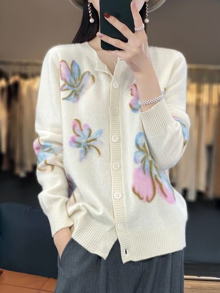 women's knits tees spring and autumn 100 pure cashmere cardigan crewneck match color outside with sweater loose lazy wool knitted coat, White
women's knits tees spring and autumn 100 pure cashmere cardigan crewneck match color outside with sweater loose lazy wool knitted coat, White