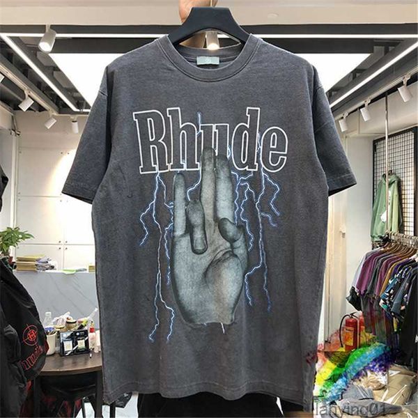 rhude t shirt men women washed do old streetwear t-shirts summer style high-quality tees, White;black
rhude t shirt men women washed do old streetwear t-shirts summer style high-quality tees, White;black