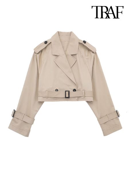 women's jackets traf women fashion with belt double breasted crop jacket coat vintage lapel collar long sleeve female outerwear chic 2, Black;brown
women's jackets traf women fashion with belt double breasted crop jacket coat vintage lapel collar long sleeve female outerwear chic 2, Black;brown