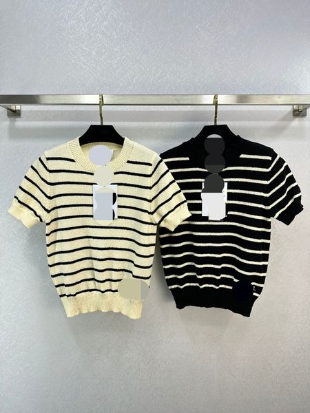 306 xl 2023 spring summer women sweater short sleeve white crew new pullover brand same style striped white womens weilanx672, White;black
306 xl 2023 spring summer women sweater short sleeve white crew new pullover brand same style striped white womens weilanx672, White;black