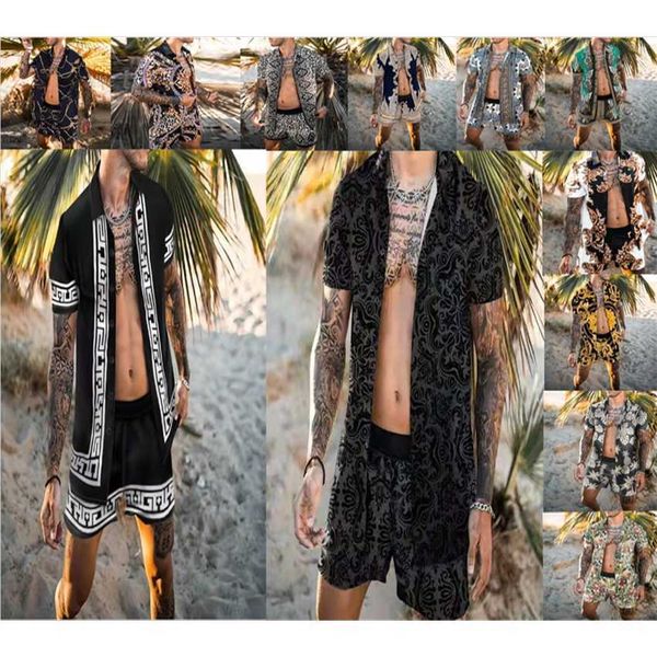 2023 summer men's fashion printed shirt short sleeved pants casual beach shorts set, White;black
2023 summer men's fashion printed shirt short sleeved pants casual beach shorts set, White;black