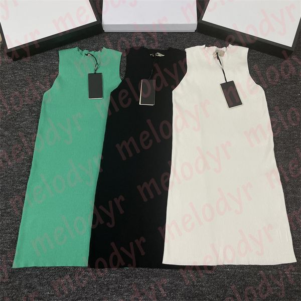 summer sleeveless vest dress knitted dresses classic double letter round neck skirts women clothing, Black
summer sleeveless vest dress knitted dresses classic double letter round neck skirts women clothing, Black