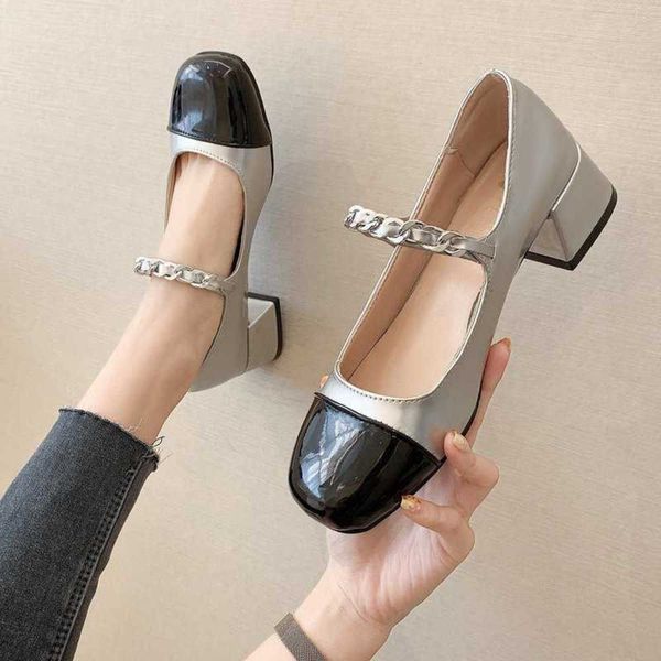 pearl white heels patent leather vintage mary shoes low-heel big head buckle ballet shoes mixed color crude heel women's 230202, Black
pearl white heels patent leather vintage mary shoes low-heel big head buckle ballet shoes mixed color crude heel women's 230202, Black
