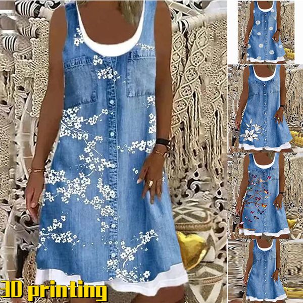 casual dresse 's a line sleeveless spring summer patchwork print knee length fashion 3d ing denim 230323, Black;gray
casual dresse 's a line sleeveless spring summer patchwork print knee length fashion 3d ing denim 230323, Black;gray