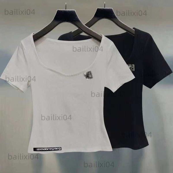 women's t-shirt aw wang 2023 new letter embedding diamond brooch simple slim fit short sleeve t230323, White
women's t-shirt aw wang 2023 new letter embedding diamond brooch simple slim fit short sleeve t230323, White