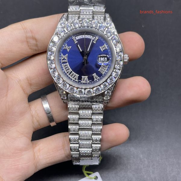 full diamond mens watch automatic mechanical watches for men 43mm blue face stainless steel 904l waterproof wristwatch, Slivery;brown
full diamond mens watch automatic mechanical watches for men 43mm blue face stainless steel 904l waterproof wristwatch, Slivery;brown