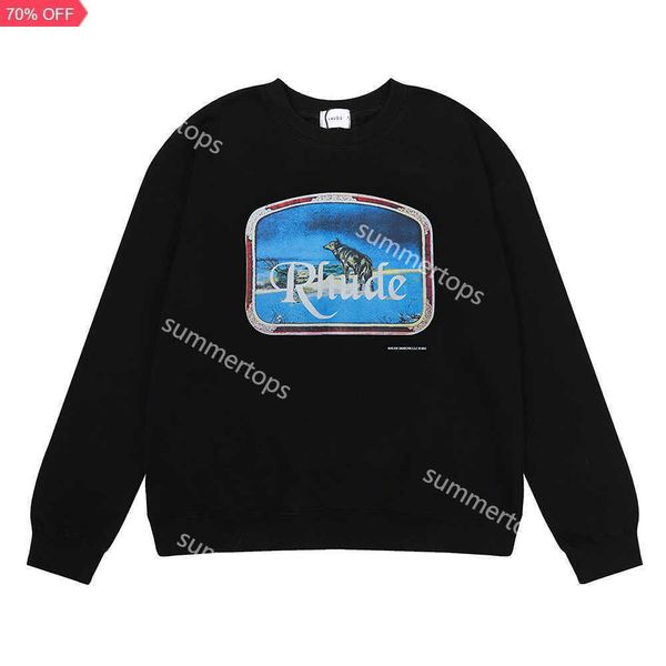 rhude designer sweatshirt lone wolf print men women streetwear mens sweatshirt cotton crewneck hip hop high street pullover hoodies f03555, Black
rhude designer sweatshirt lone wolf print men women streetwear mens sweatshirt cotton crewneck hip hop high street pullover hoodies f03555, Black