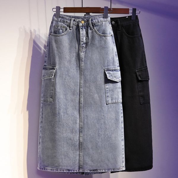 skirts monbeeph high waist denim plus size buttons pockets classic jeans skirt for women s5xl fashion korean elegant jupe 230323, Black
skirts monbeeph high waist denim plus size buttons pockets classic jeans skirt for women s5xl fashion korean elegant jupe 230323, Black