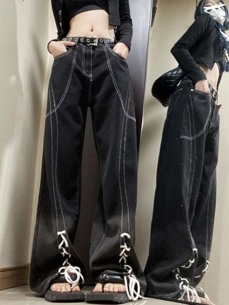 women's jeans american lace up mop jean vintage fashion black wash loose straight leg couple wide pants y2k 230323, Blue
women's jeans american lace up mop jean vintage fashion black wash loose straight leg couple wide pants y2k 230323, Blue