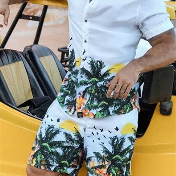 2023 summer men's hawaii beach short sleeve blouse shirt shorts set loose two piece, White;black
2023 summer men's hawaii beach short sleeve blouse shirt shorts set loose two piece, White;black