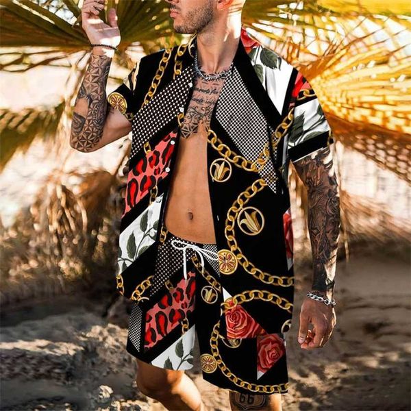 selling summer men's chain digital printing casual short sleeve beach shirt set wear, Black
selling summer men's chain digital printing casual short sleeve beach shirt set wear, Black