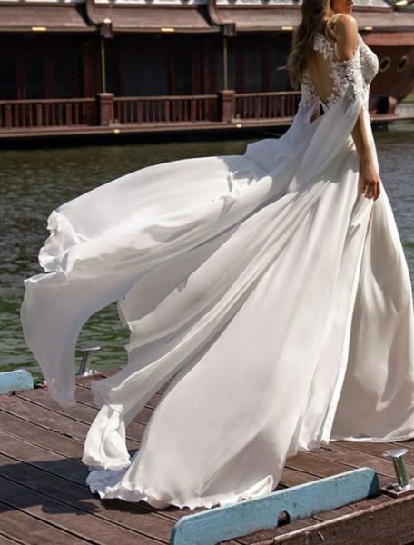 beach boho wedding dress 2023 sheer long sleeve off shoulder chiffon lace split front bridal gowns women summer robe de mariage, White
beach boho wedding dress 2023 sheer long sleeve off shoulder chiffon lace split front bridal gowns women summer robe de mariage, White