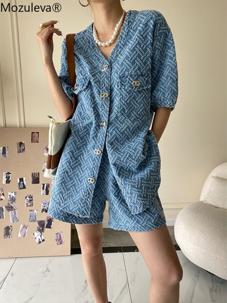 women's two piece pants mozuleva summer fashion 2piece set vneck singlebreasted short sleeve denim loose shorts twopiece suits 230322, White
women's two piece pants mozuleva summer fashion 2piece set vneck singlebreasted short sleeve denim loose shorts twopiece suits 230322, White