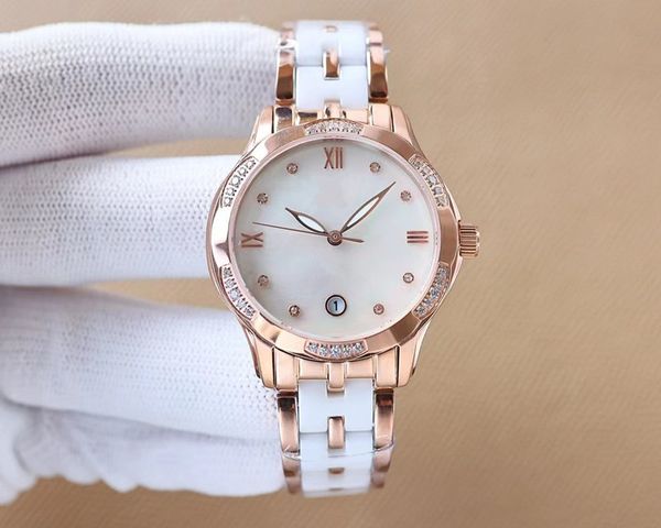 women's wristwatch imported quartz movement with diamond inlay luxury ceramic cowhide strap, Slivery;brown
women's wristwatch imported quartz movement with diamond inlay luxury ceramic cowhide strap, Slivery;brown