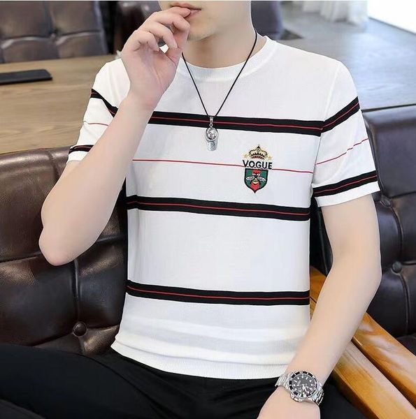 men's t shirts luxury knitted stripe fabric short sleeve t-shirt plus size 3xl 4xl round collar slim man tee, White;black
men's t shirts luxury knitted stripe fabric short sleeve t-shirt plus size 3xl 4xl round collar slim man tee, White;black