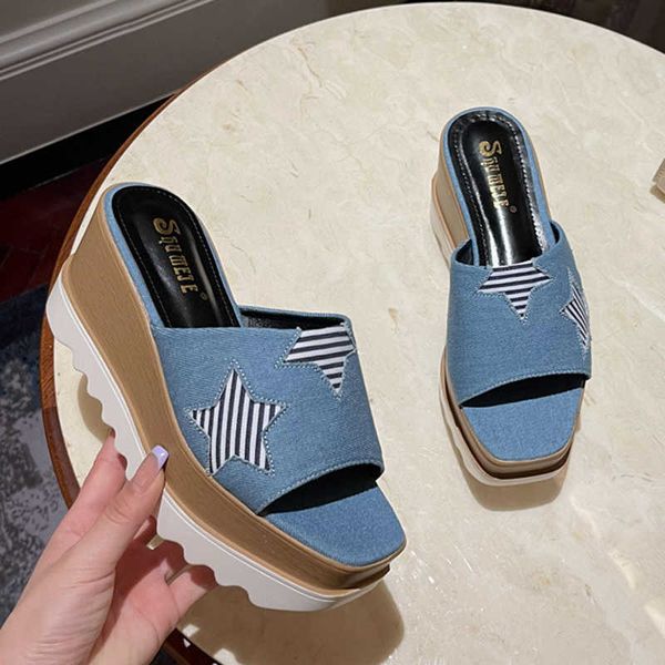 slippers 2022 platform muffin shoes woman thong sandals denim clot embroider stars creepers femme thicken soled elevated slides g230322, Black
slippers 2022 platform muffin shoes woman thong sandals denim clot embroider stars creepers femme thicken soled elevated slides g230322, Black