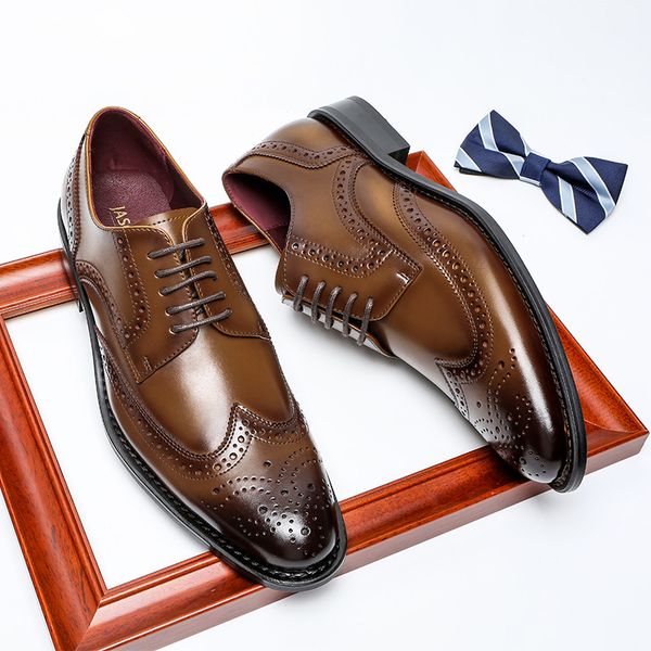 men's leather shoes brogue carved weeding ankle boots spring and summer men's casual leather shoes genuine leather business gentle, Black
men's leather shoes brogue carved weeding ankle boots spring and summer men's casual leather shoes genuine leather business gentle, Black