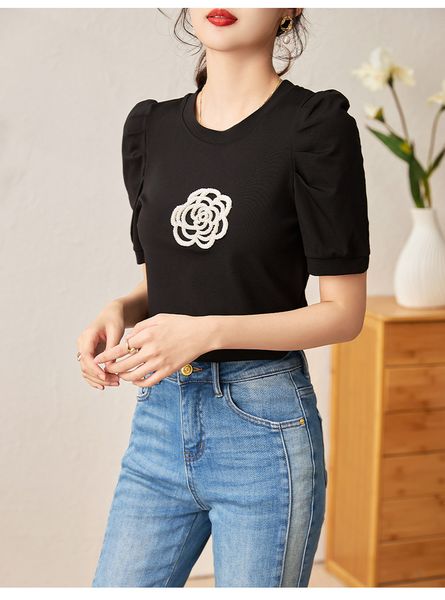 319 2023 runway summer brand same style sweater short sleeve crew neck pullover fashion clothes white black green beads womens weilanzhi
319 2023 runway summer brand same style sweater short sleeve crew neck pullover fashion clothes white black green beads womens weilanzhi