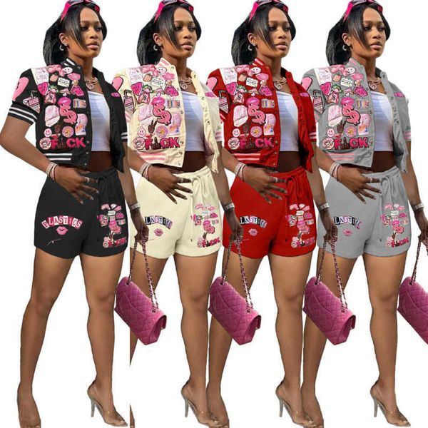 designer women baseball tracksuits 2 piece dress shorts set summer printed short sleeve jackets pleated skirt varsity suit, Gray
designer women baseball tracksuits 2 piece dress shorts set summer printed short sleeve jackets pleated skirt varsity suit, Gray