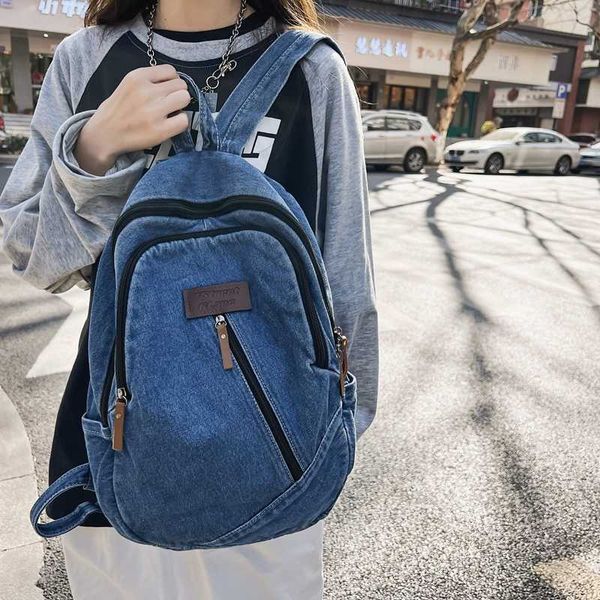 lapfemale canvas travel denim book bag ladies male kawaii backpack women leisure school girls college fashion