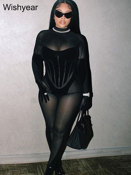 women's jumpsuits rompers mesh patchwork see though evening bodycon jumpsuits womens clothing fall long sleeve rompers nightclub outfit, Black;white
women's jumpsuits rompers mesh patchwork see though evening bodycon jumpsuits womens clothing fall long sleeve rompers nightclub outfit, Black;white
