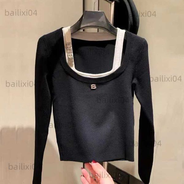 women's sweaters aw new fake two piece knitted bottom shirt style square neck slim fit long sleeve short t230323, White;black
women's sweaters aw new fake two piece knitted bottom shirt style square neck slim fit long sleeve short t230323, White;black