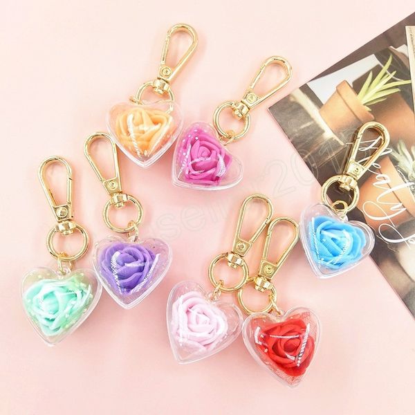 romantic heart shaped rose pendant keychains transparent eternal flower key ring for women car bag accessory valentine day gifts, Silver
romantic heart shaped rose pendant keychains transparent eternal flower key ring for women car bag accessory valentine day gifts, Silver