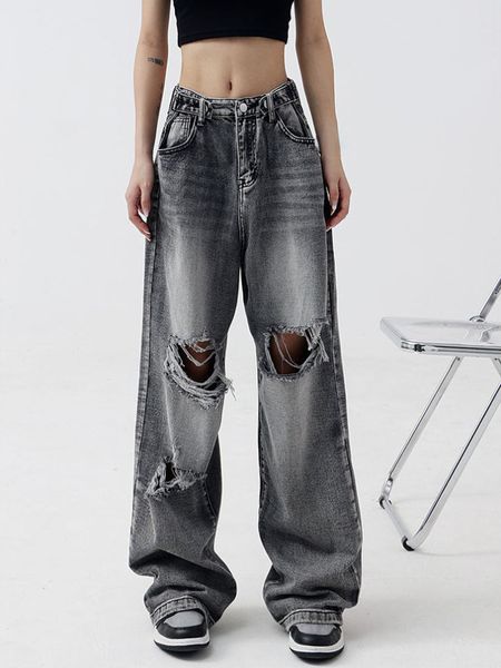 women's jeans vintage loose straight woman casual fashion hole denim trousers tassel autumn design wide leg cargo pants female chic 230, Blue
women's jeans vintage loose straight woman casual fashion hole denim trousers tassel autumn design wide leg cargo pants female chic 230, Blue
