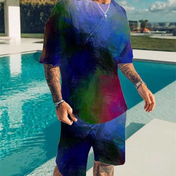 2023 new summer oversized men's fashion casual beach style color 3d print t-shirt shorts set, White;black
2023 new summer oversized men's fashion casual beach style color 3d print t-shirt shorts set, White;black