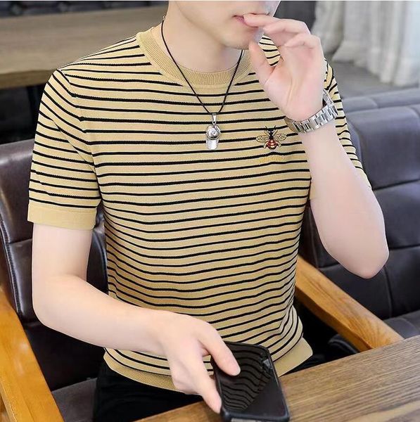 men's t-shirts summer fashion striped t shirts men clothing slim fit short sleeve casual business tee shirt homme knitted, White;black
men's t-shirts summer fashion striped t shirts men clothing slim fit short sleeve casual business tee shirt homme knitted, White;black
