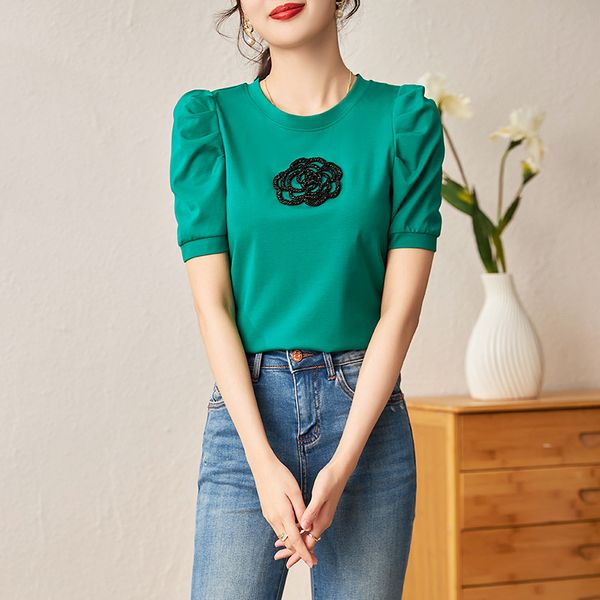 319 2023 runway summer brand same style sweater short sleeve crew neck pullover fashion clothes white black green beads womens weilanzhi12
319 2023 runway summer brand same style sweater short sleeve crew neck pullover fashion clothes white black green beads womens weilanzhi12