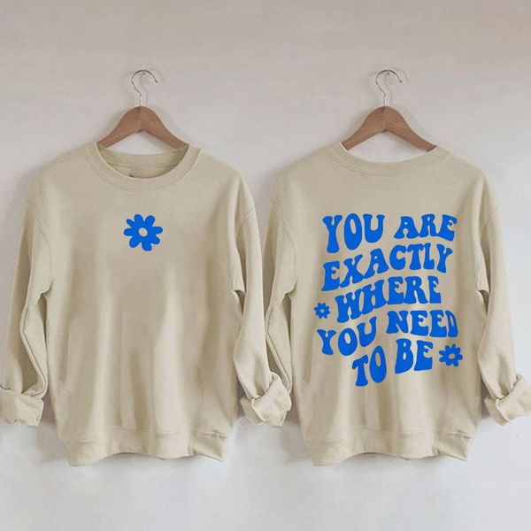 women's tshirt you are exactly where need to be print oneck long sleeve casual sweatshirt 230323, White
women's tshirt you are exactly where need to be print oneck long sleeve casual sweatshirt 230323, White
