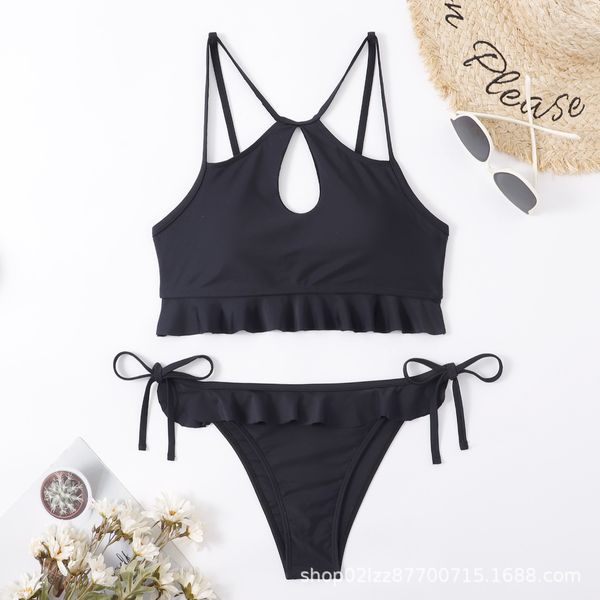 ins new european and american foreign trade new solid color lace-up split swimsuit bikini women, White;black
ins new european and american foreign trade new solid color lace-up split swimsuit bikini women, White;black