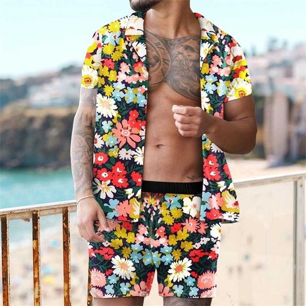 new men's suit summer short sleeve shirt beach broken flower sports two-piece set, White;black
new men's suit summer short sleeve shirt beach broken flower sports two-piece set, White;black