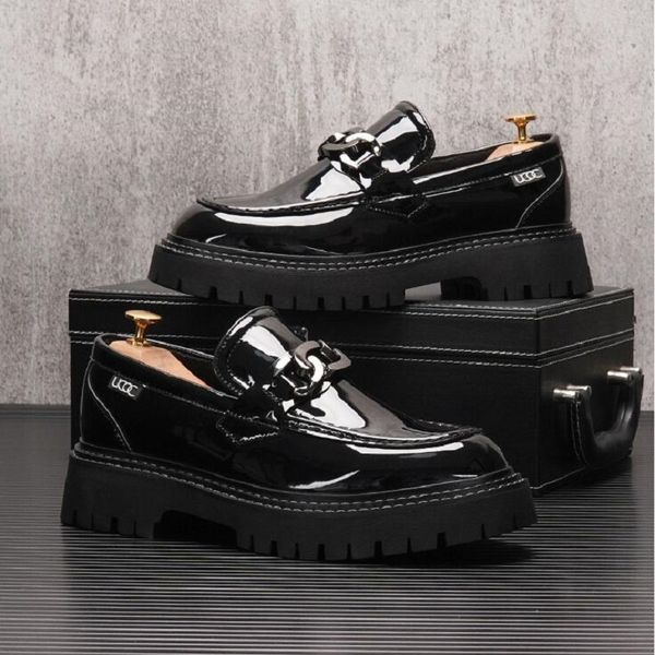 british style bright patent leather shoes men spring new trend derby shoes thick soled loafers d2a59, Black
british style bright patent leather shoes men spring new trend derby shoes thick soled loafers d2a59, Black