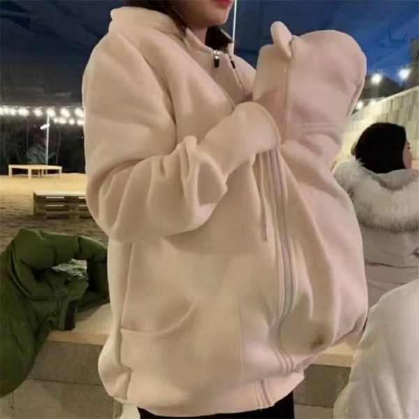 

maternity tees jacket kangaroo winter casual hooded baby coat pregnancy sweater vest clothes mommy outerwear gift 230322, White