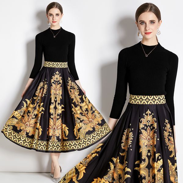 baroque floral two piece dress set long sleeve 2023 black designer dresses sets women slim knitted and midi skirts print party cocktail set, White
baroque floral two piece dress set long sleeve 2023 black designer dresses sets women slim knitted and midi skirts print party cocktail set, White