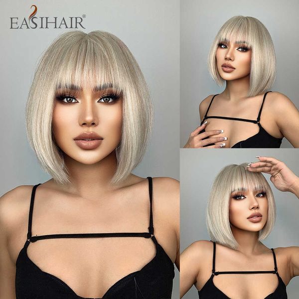 synthetic wigs easihair short bob hair synthetic wig platinum blonde with bangs natural for women colorful cosplay party heat resistant 2302, Black
synthetic wigs easihair short bob hair synthetic wig platinum blonde with bangs natural for women colorful cosplay party heat resistant 2302, Black
