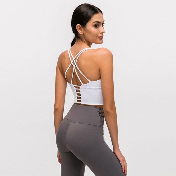 lu-9095 solid color cross thin straps yoga tank classic sports bra women fitness vest small sling training clothes with removable cups under
lu-9095 solid color cross thin straps yoga tank classic sports bra women fitness vest small sling training clothes with removable cups under
