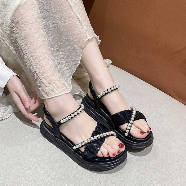 sandals pearl beading cross band platform sandals women thick bottom girl's lace muffins shoes ankle strap gladiator sandalias mujer g2, Black
sandals pearl beading cross band platform sandals women thick bottom girl's lace muffins shoes ankle strap gladiator sandalias mujer g2, Black