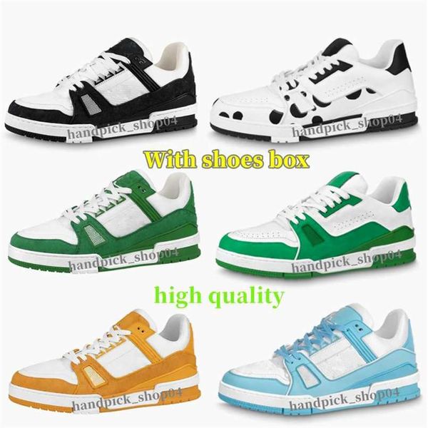 with box luxury designer flat casual shoes for men womens platform fashion cowhide leather shoes blue green black white panda sneakers train
with box luxury designer flat casual shoes for men womens platform fashion cowhide leather shoes blue green black white panda sneakers train
