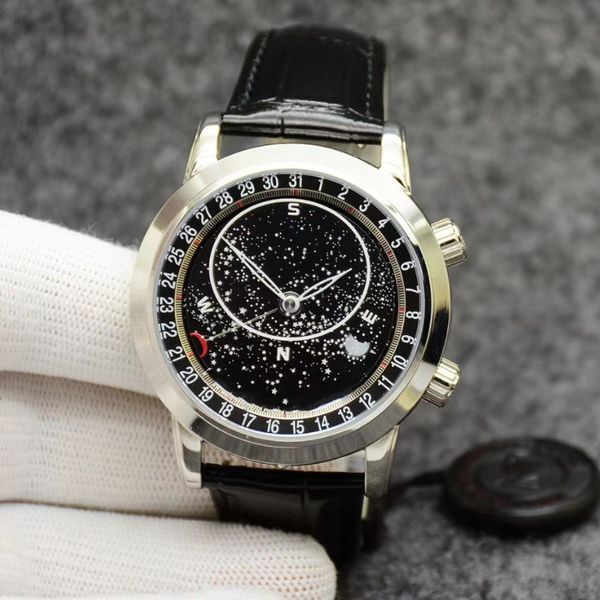 a fully automatic mechanical luxury watch with a rotating constellation that automatically changes according to the moon's conditions, Slivery;brown
a fully automatic mechanical luxury watch with a rotating constellation that automatically changes according to the moon's conditions, Slivery;brown