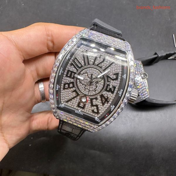 men's bucket type watch silver diamond surface square diamond case 44mm black rubber strap fully automatic mechanical watch, Slivery;brown
men's bucket type watch silver diamond surface square diamond case 44mm black rubber strap fully automatic mechanical watch, Slivery;brown