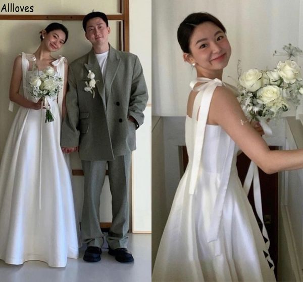 bowknot straps boho garden a line wedding dresses simple satin backless floor length bride reception party gowns elegant minimalist vestidos, White
bowknot straps boho garden a line wedding dresses simple satin backless floor length bride reception party gowns elegant minimalist vestidos, White