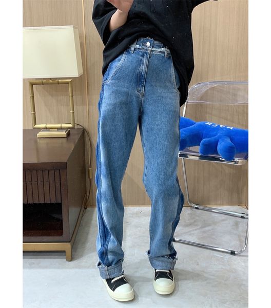 women's jeans highquality ader contrast color stitching washed distressed high waist straight men and women couples trousers 230323, Blue
women's jeans highquality ader contrast color stitching washed distressed high waist straight men and women couples trousers 230323, Blue