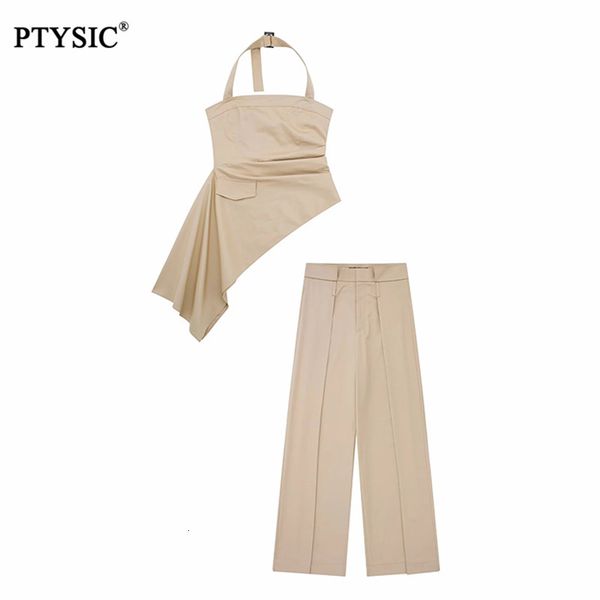 women's two piece pants ptysic women elegant beige asymmetric gabardine high waist wide leg loose straight trousers female suits sets 2, White
women's two piece pants ptysic women elegant beige asymmetric gabardine high waist wide leg loose straight trousers female suits sets 2, White
